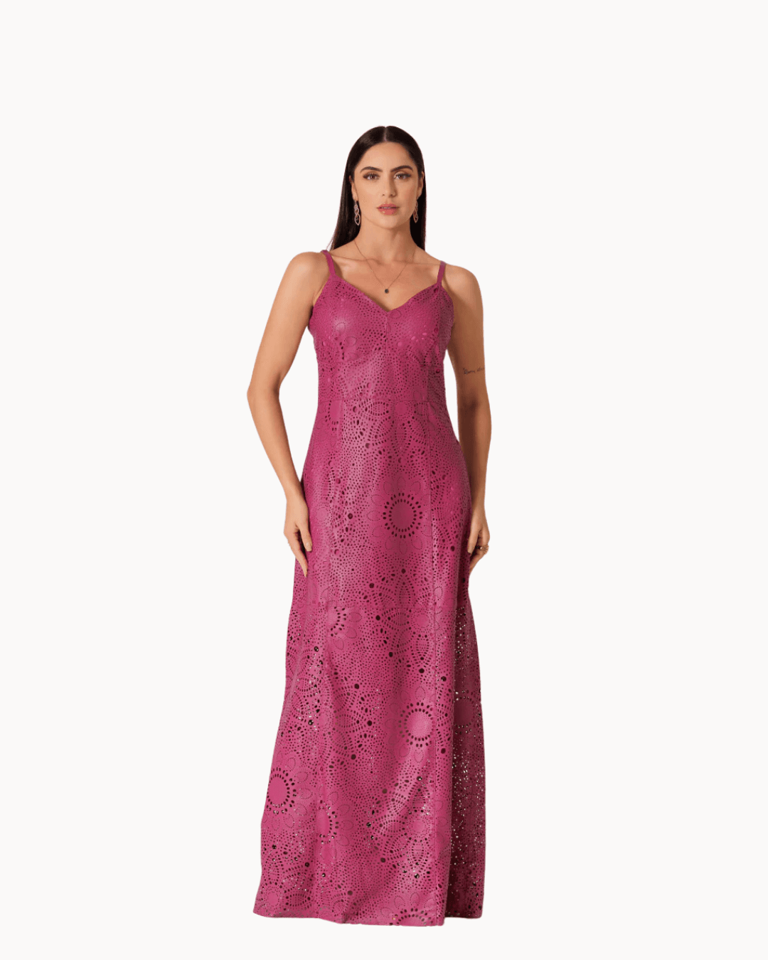 Vestido longo em couro